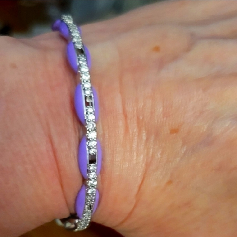 Melania Clara NWT Silver Lilac August Bracelet 7-9"